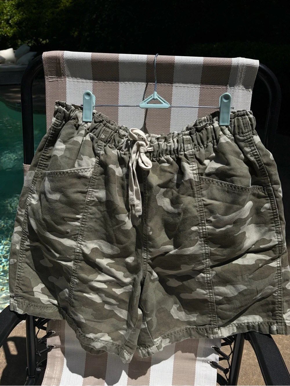 aerie Olive Camo Drawstring Utility Shorts - Picture 1 of 11